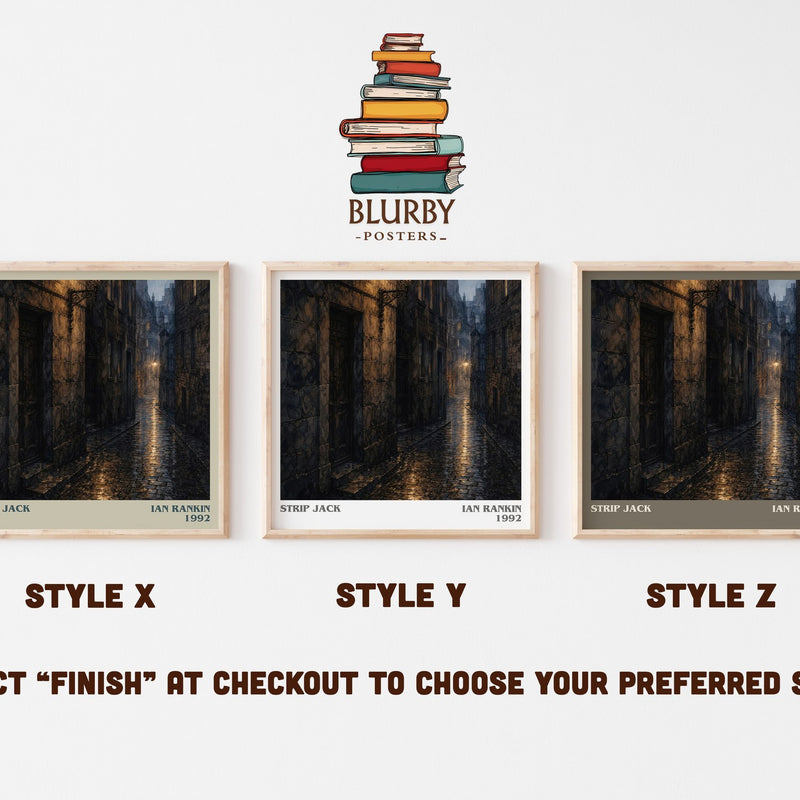 Strip Jack literary print in frame leaning in hallway – crime wall art