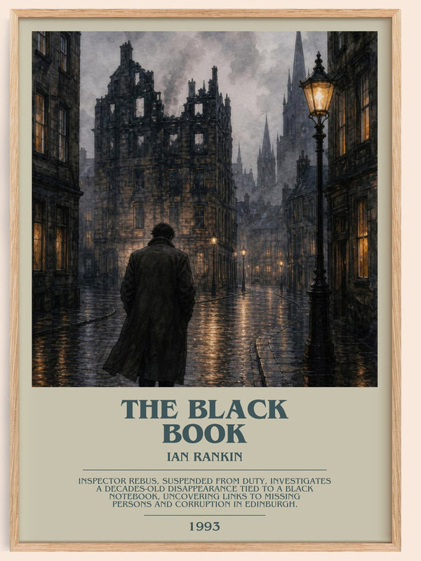 The Black Book bookish book poster by Ian Rankin – framed literary art print