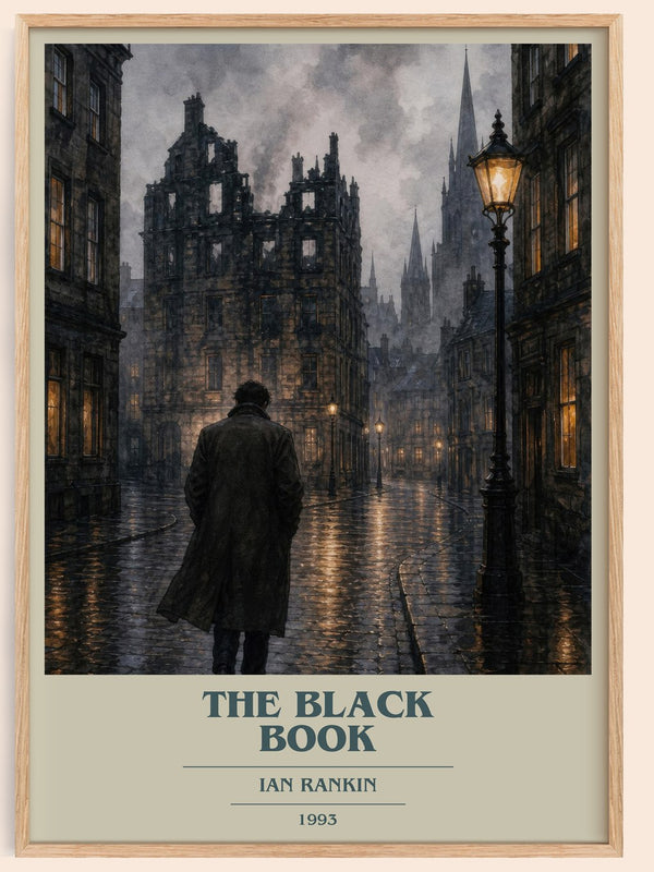 The Black Book book cover book poster by Ian Rankin – framed literary art print