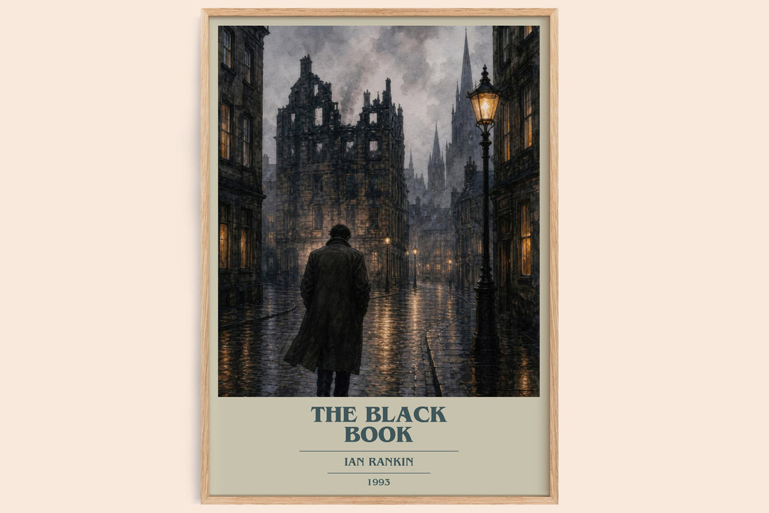 The Black Book book cover book poster by Ian Rankin – framed literary art print