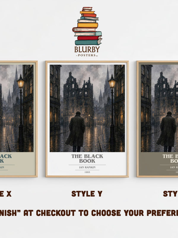The Black Book book cover print in frame leaning in hallway – crime wall art