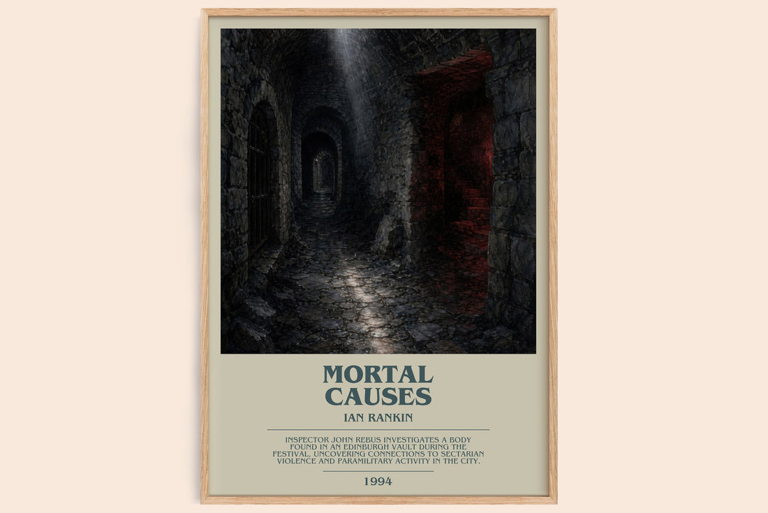 Mortal Causes bookish book poster by Ian Rankin – framed literary art print