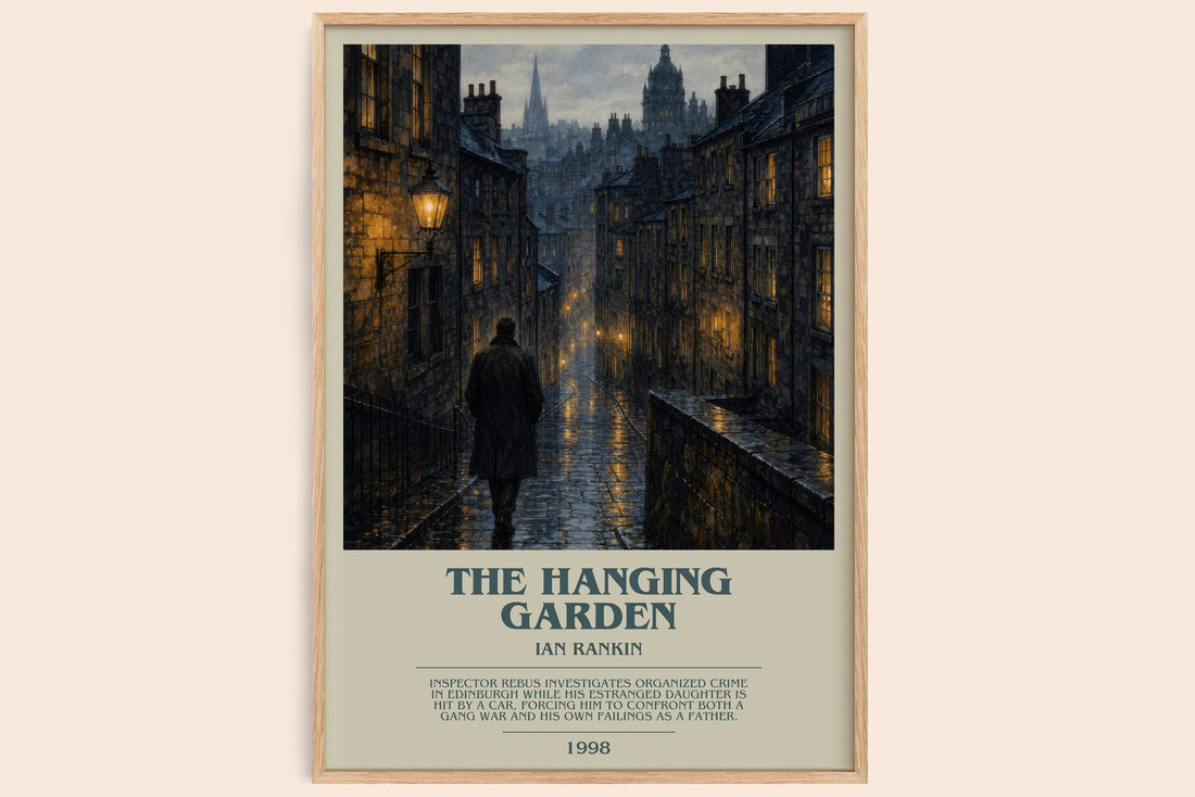 The Hanging Garden bookish book poster by Ian Rankin – framed literary art print