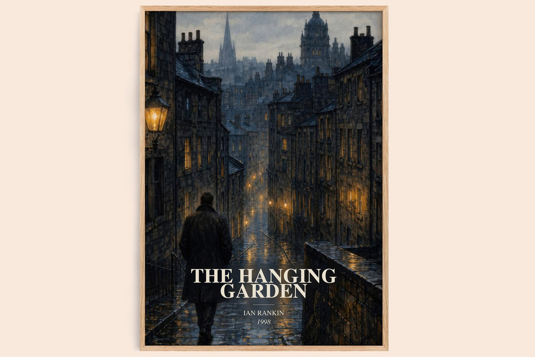 The Hanging Garden watercolour book poster by Ian Rankin – framed literary art print