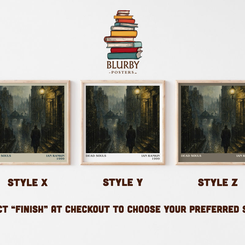 Dead Souls literary print in frame leaning in hallway – crime wall art