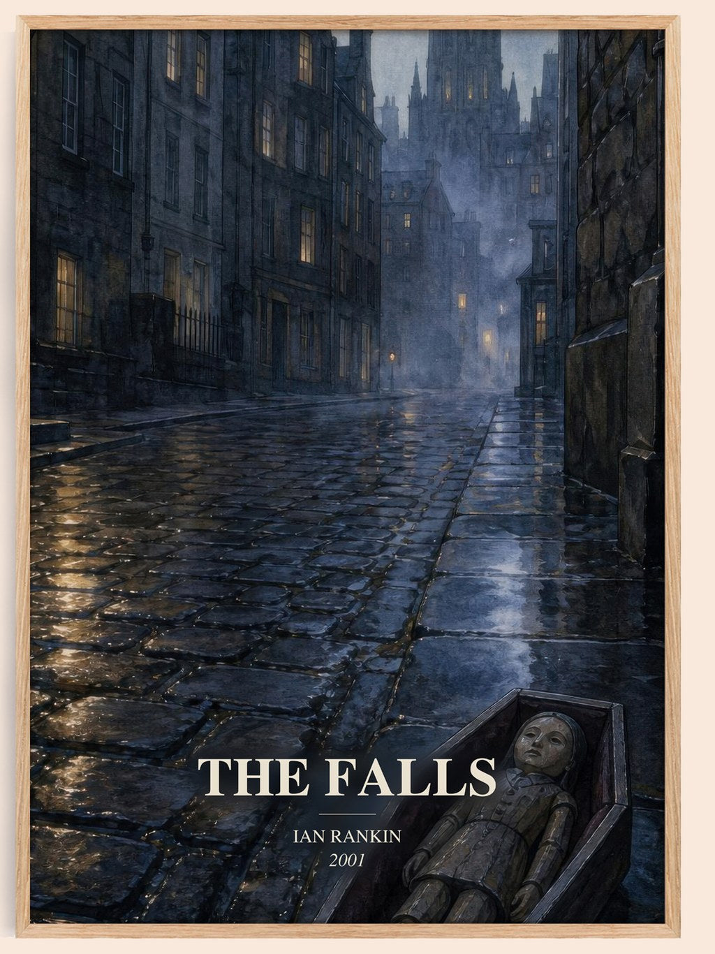 The Falls watercolour book poster by Ian Rankin – framed literary art print