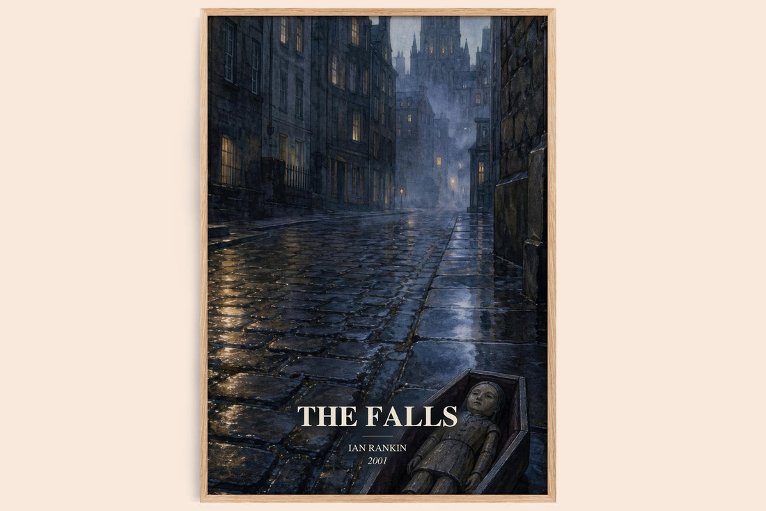 The Falls watercolour book poster by Ian Rankin – framed literary art print
