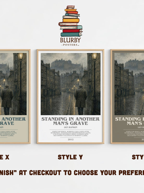 Standing in Another Man's Grave bookish print in frame leaning in hallway – crime wall art