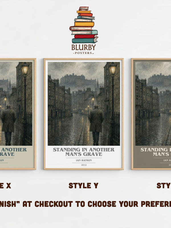 Standing in Another Man's Grave book cover print in frame leaning in hallway – crime wall art