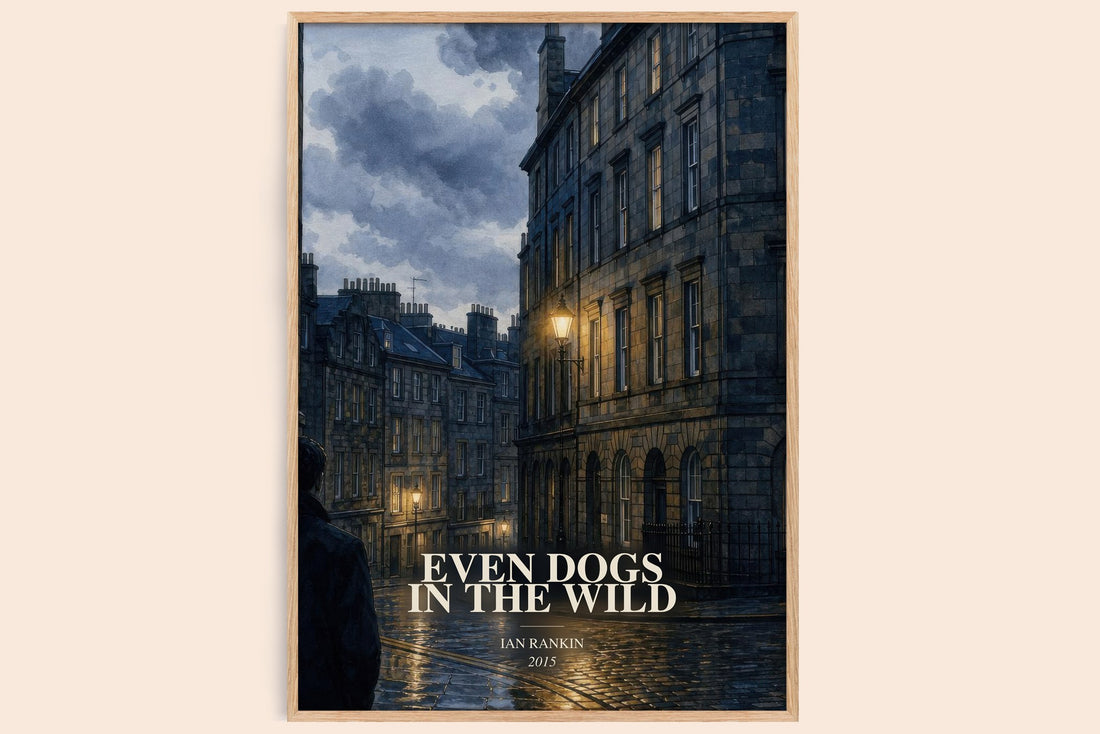 Even Dogs in the Wild watercolour book poster by Ian Rankin – framed literary art print