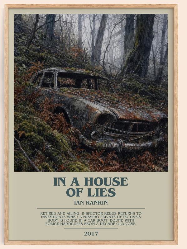 In a House of Lies bookish book poster by Ian Rankin – framed literary art print