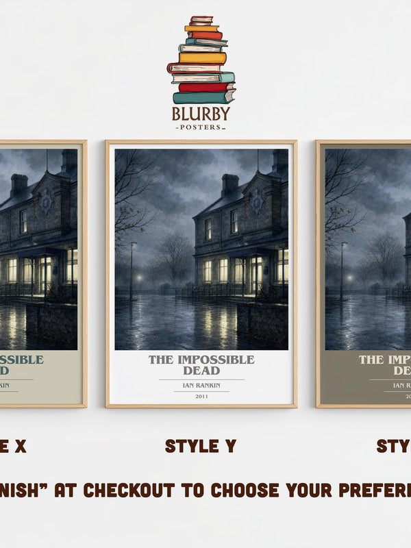 The Impossible Dead book cover print in frame leaning in hallway – crime wall art