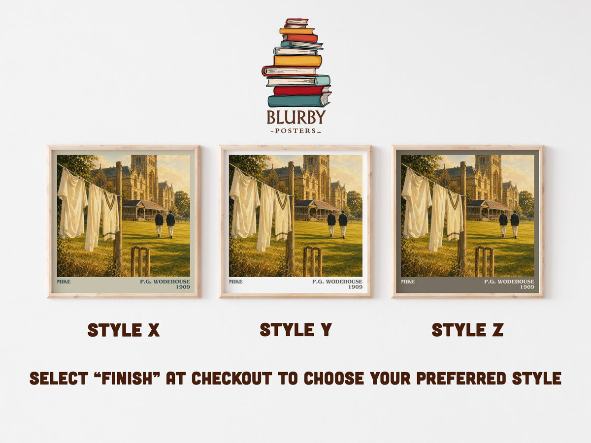 Mike literary print in frame leaning in hallway – coming of age wall art (mockup)