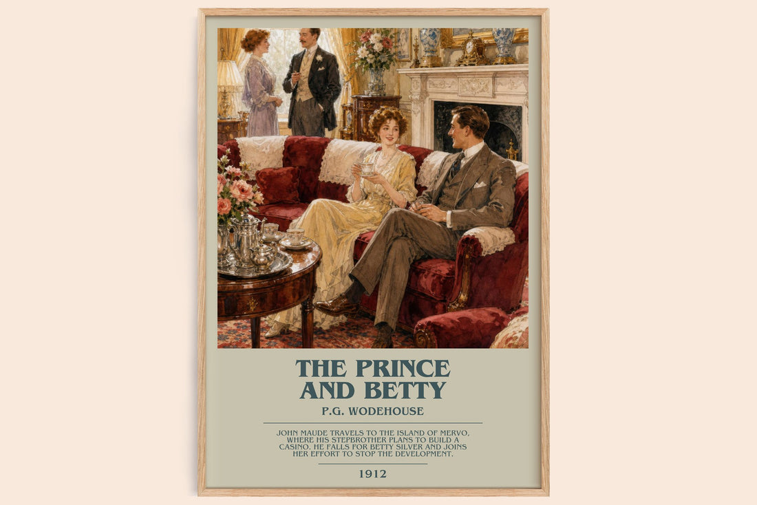 The Prince and Betty bookish book poster by P.G. Wodehouse – framed literary art print