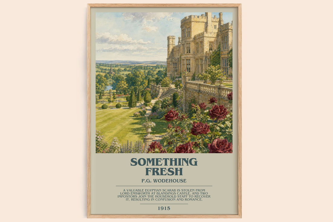 Something Fresh bookish book poster by P.G. Wodehouse – framed literary art print