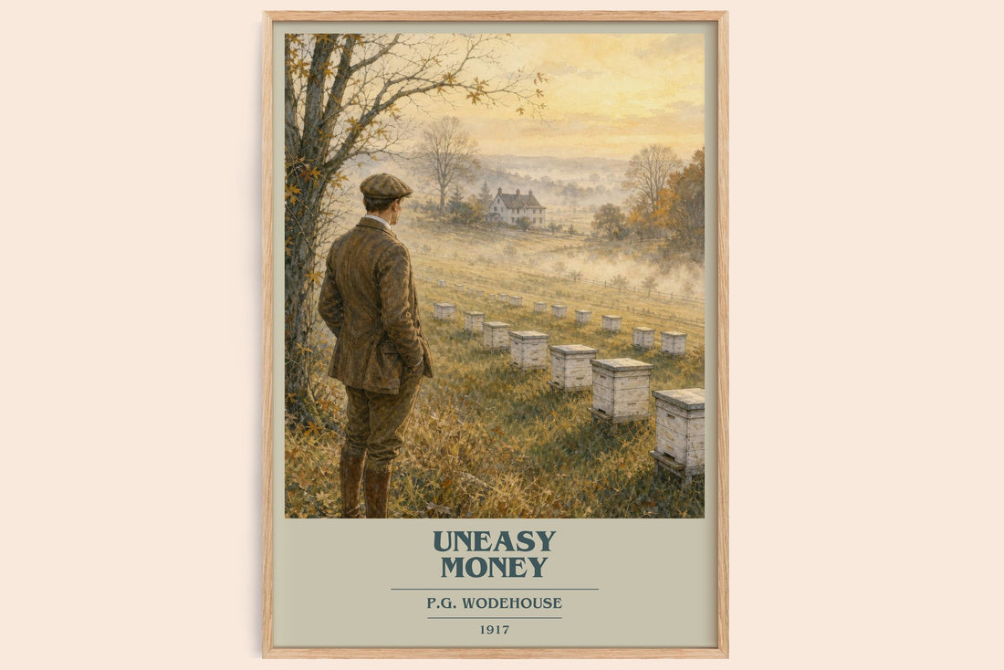 Uneasy Money book cover book poster by P.G. Wodehouse – framed literary art print