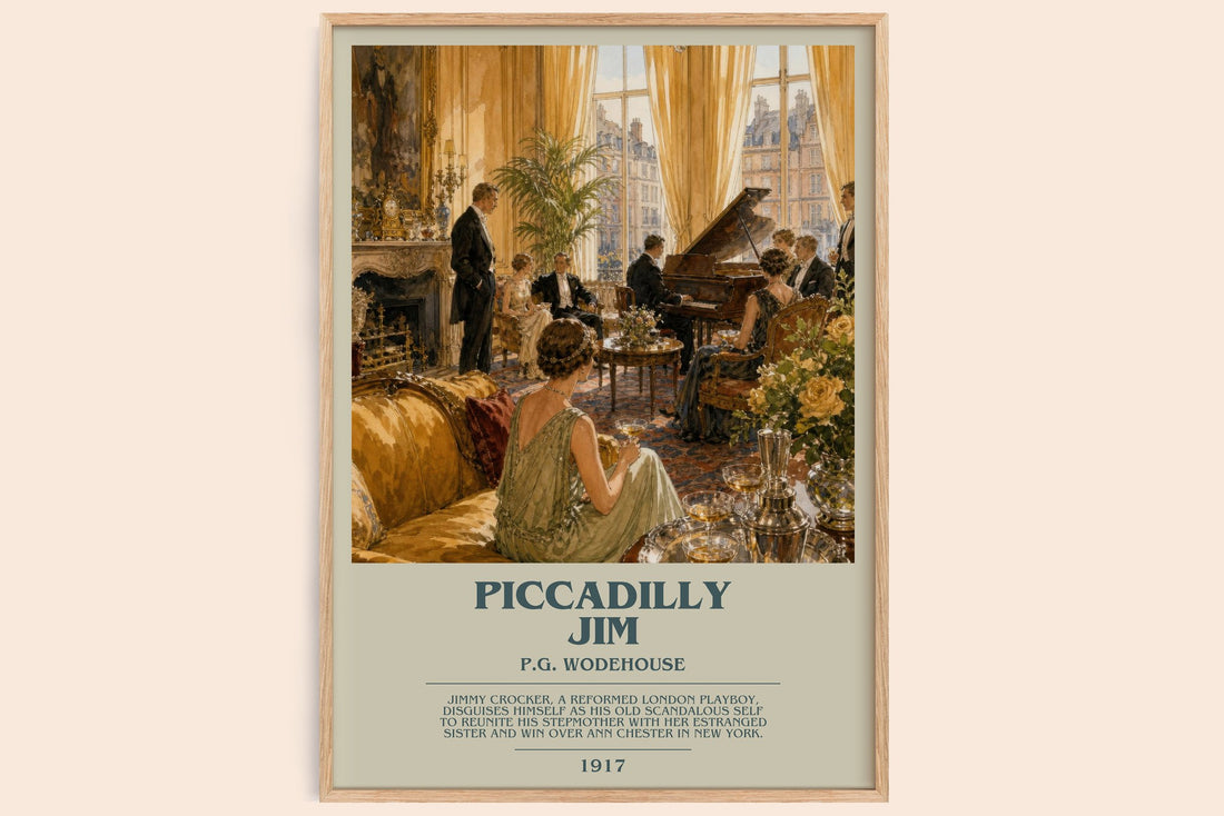 Piccadilly Jim bookish book poster by P.G. Wodehouse – framed literary art print