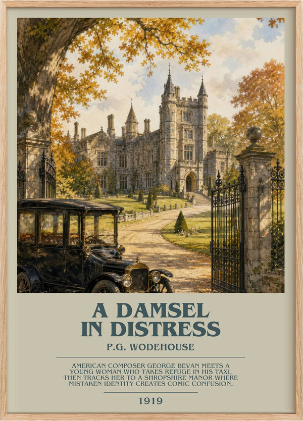 A Damsel in Distress Bookish Wall Art by P.G. Wodehouse