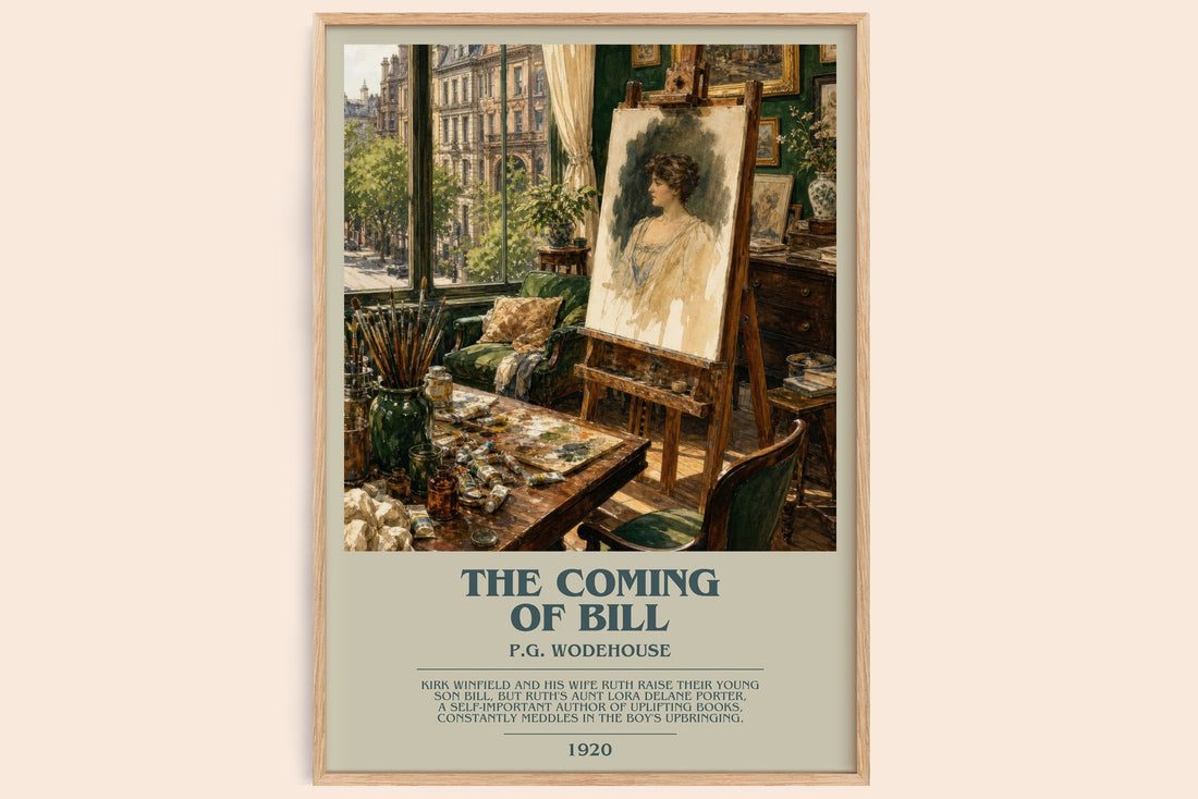 The Coming of Bill bookish book poster by P.G. Wodehouse – framed literary art print