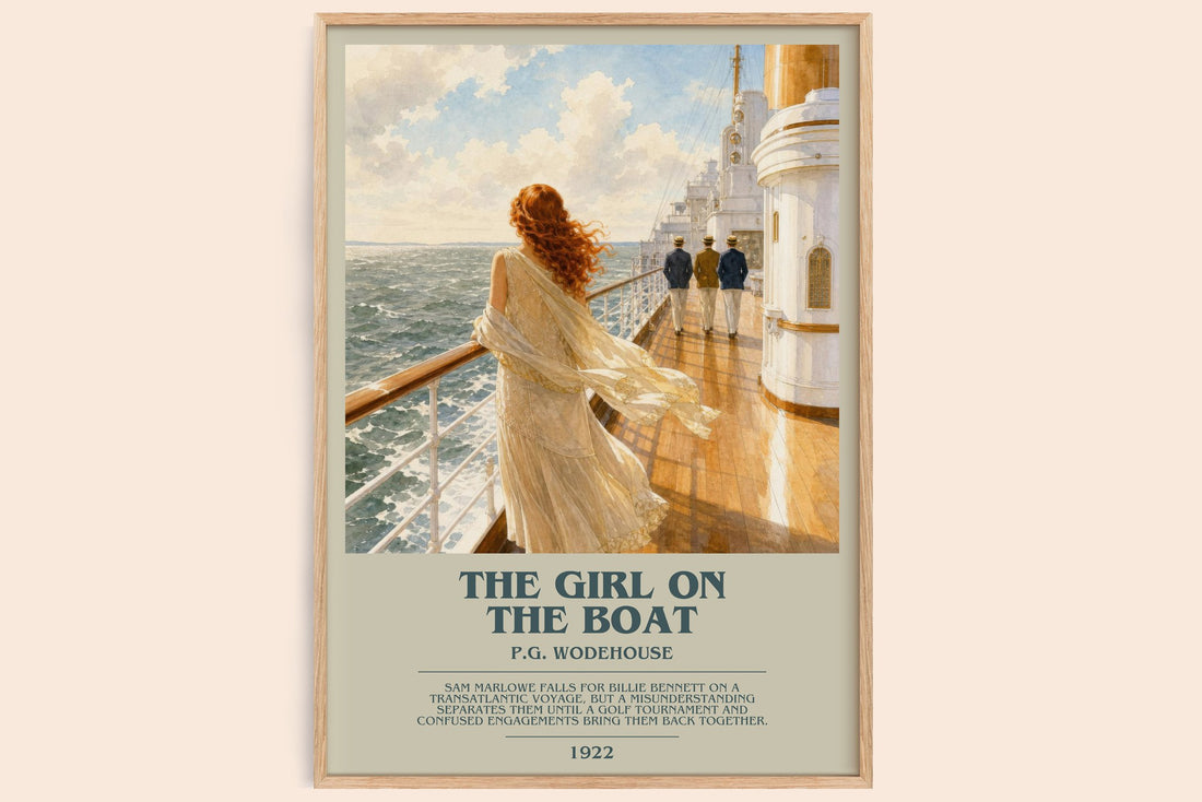 The Girl on the Boat bookish book poster by P.G. Wodehouse – framed literary art print