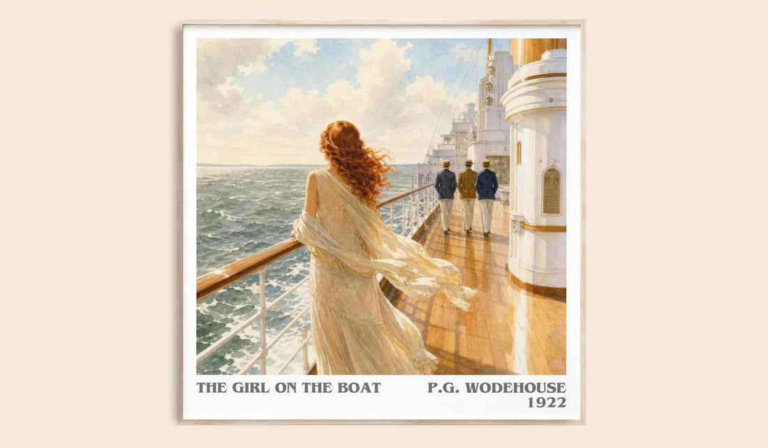 The Girl on the Boat literary book poster by P.G. Wodehouse – framed literary art print