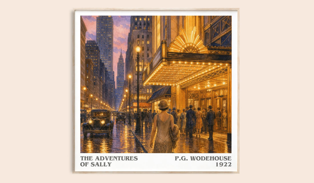 The Adventures of Sally literary book poster by P.G. Wodehouse – framed literary art print
