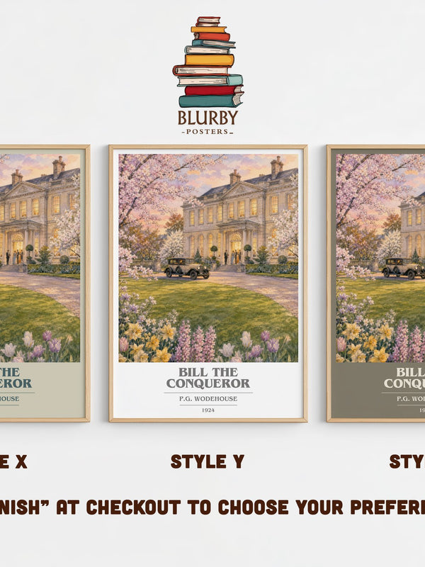 Bill the Conqueror book cover print in frame leaning in hallway – romance wall art