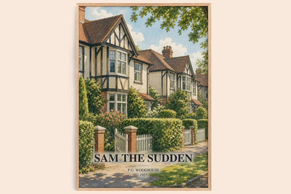 Sam the Sudden watercolour book poster by P.G. Wodehouse – framed literary art print