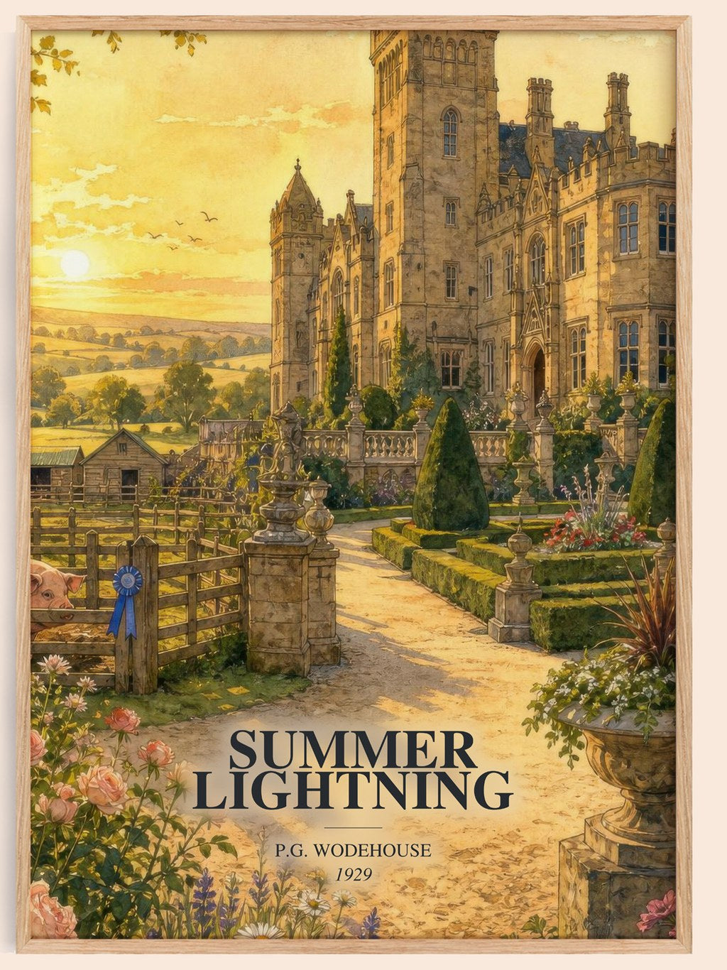 Summer Lightning watercolour book poster by P.G. Wodehouse – framed literary art print