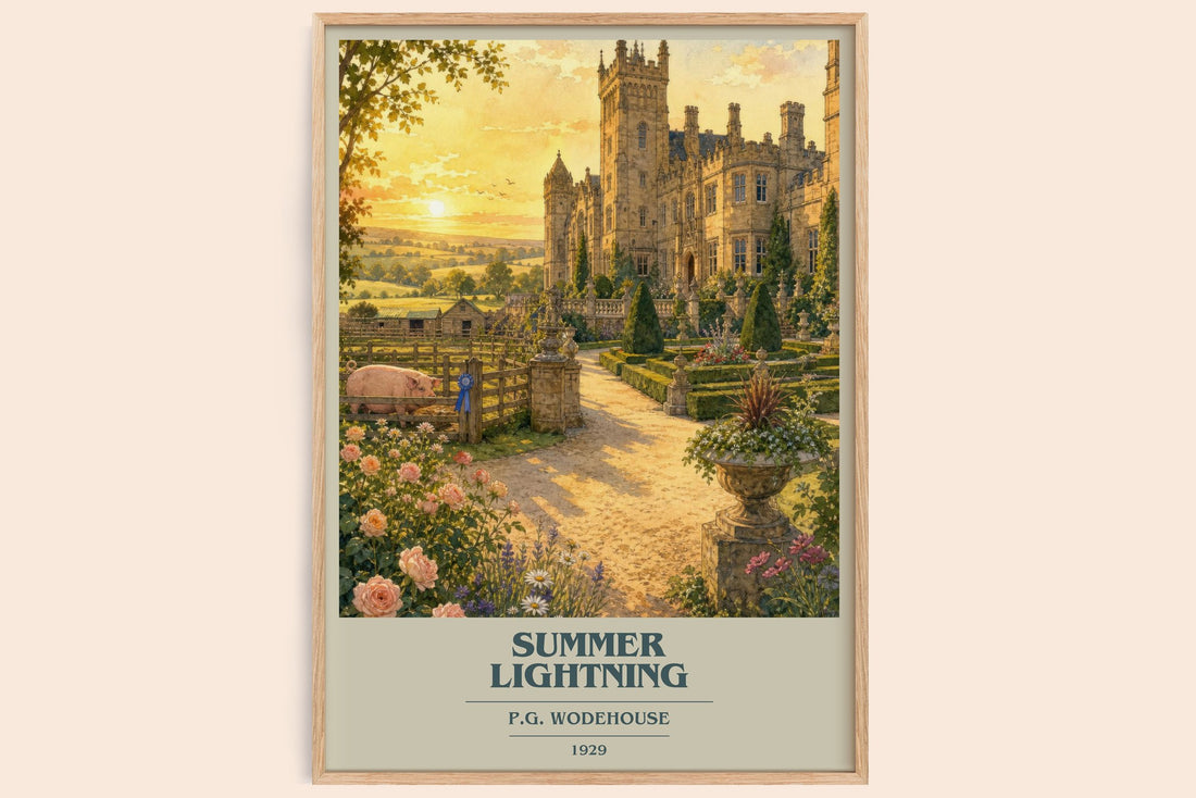 Summer Lightning book cover book poster by P.G. Wodehouse – framed literary art print