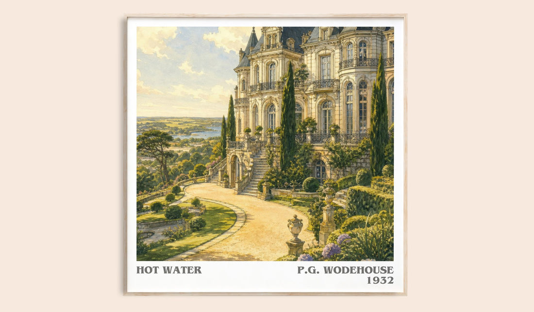 Hot Water literary book poster by P.G. Wodehouse – framed literary art print