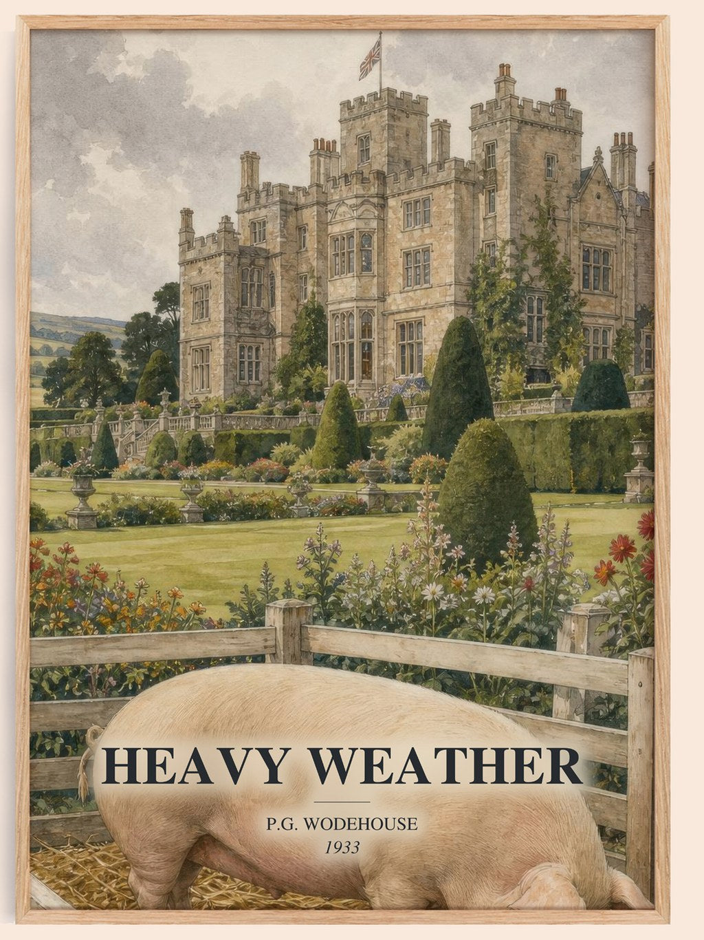 Heavy Weather watercolour book poster by P.G. Wodehouse – framed literary art print