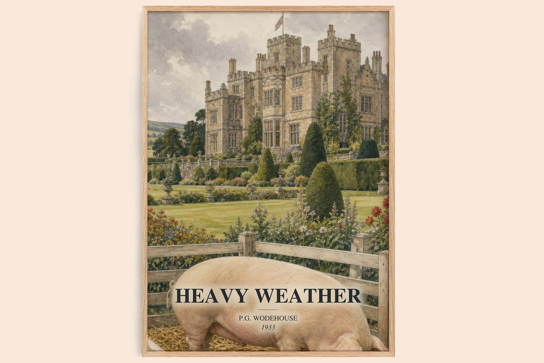 Heavy Weather watercolour book poster by P.G. Wodehouse – framed literary art print