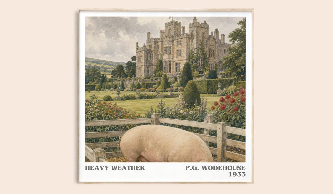 Heavy Weather literary book poster by P.G. Wodehouse – framed literary art print