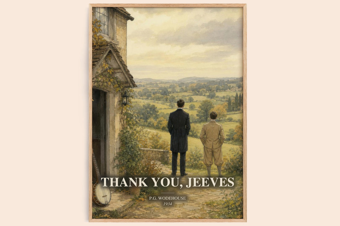 Thank You, Jeeves watercolour book poster by P.G. Wodehouse – framed literary art print