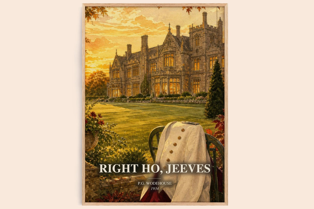 Right Ho, Jeeves watercolour book poster by P.G. Wodehouse – framed literary art print