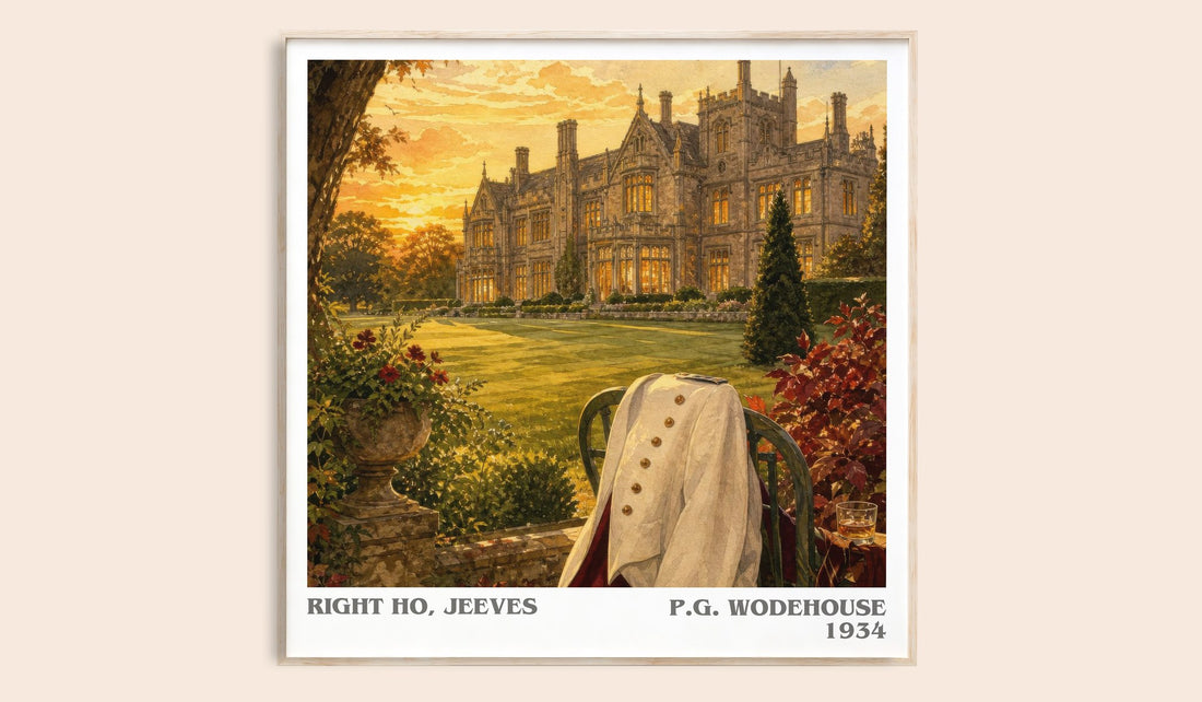 Right Ho, Jeeves literary book poster by P.G. Wodehouse – framed literary art print