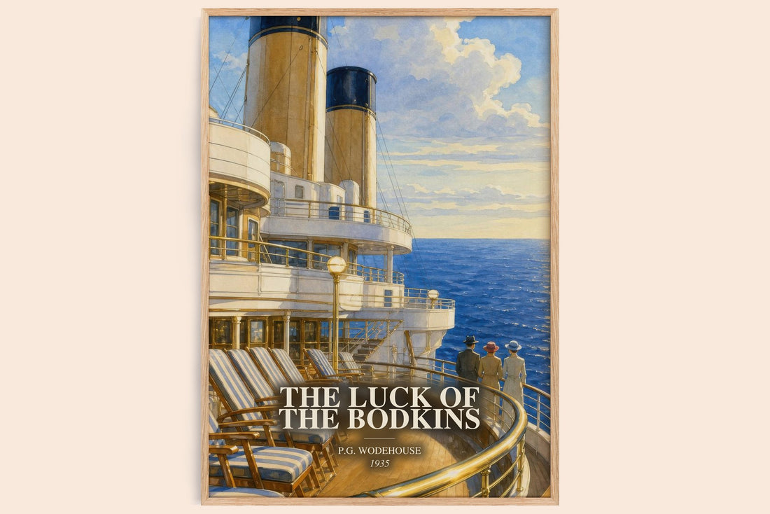 The Luck of the Bodkins watercolour book poster by P.G. Wodehouse – framed literary art print