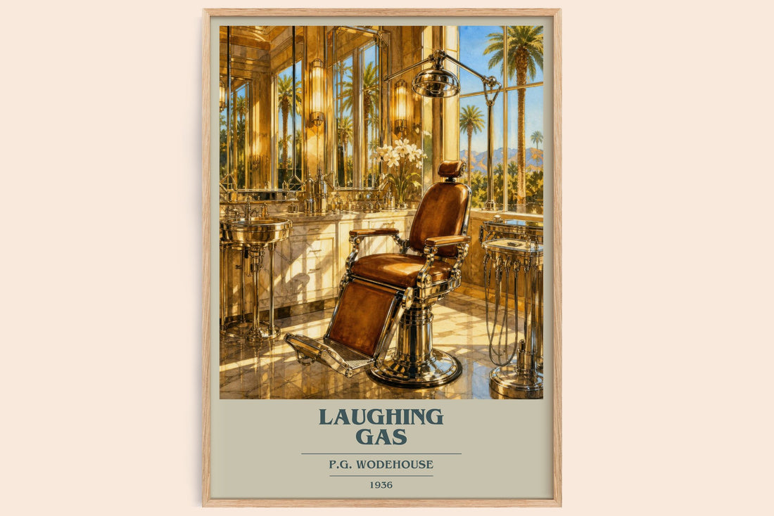 Laughing Gas book cover book poster by P.G. Wodehouse – framed literary art print