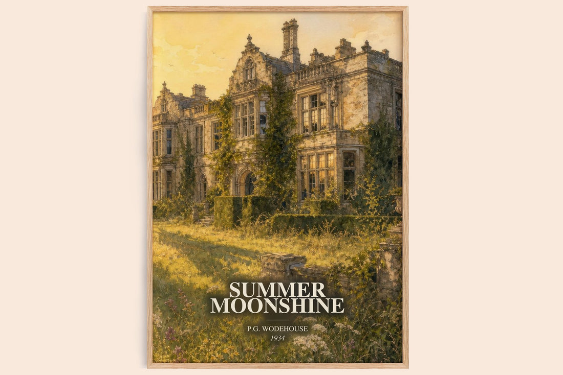 Summer Moonshine watercolour book poster by P.G. Wodehouse – framed literary art print