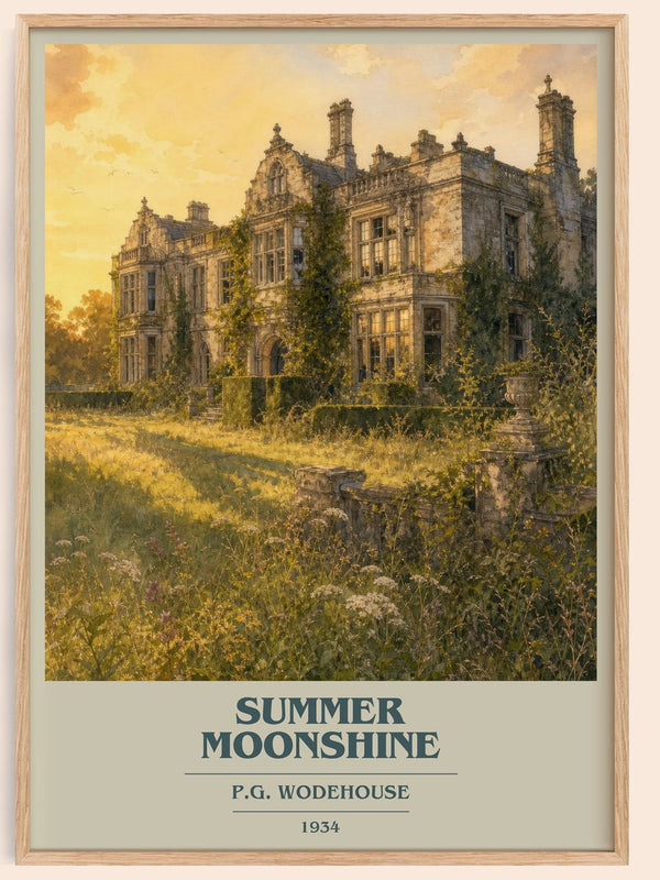 Summer Moonshine book cover book poster by P.G. Wodehouse – framed literary art print