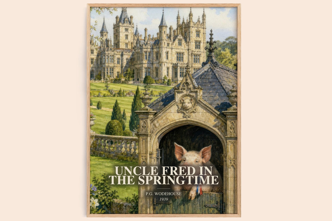 Uncle Fred in the Springtime watercolour book poster by P.G. Wodehouse – framed literary art print