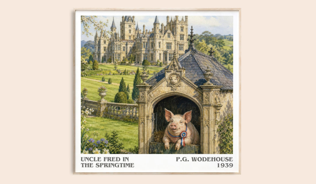 Uncle Fred in the Springtime literary book poster by P.G. Wodehouse – framed literary art print