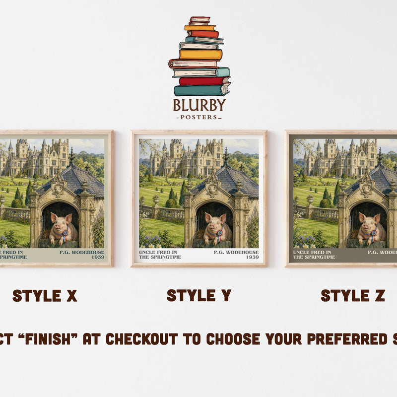 Uncle Fred in the Springtime literary print in frame leaning in hallway – satire wall art