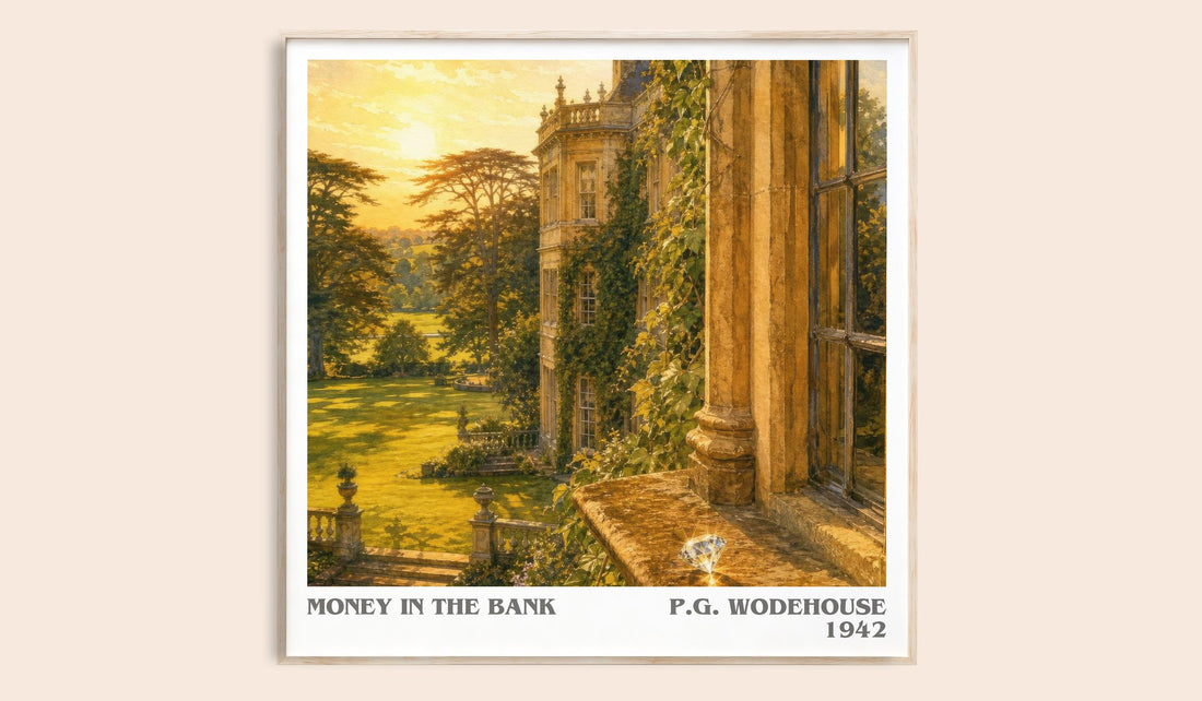 Money in the Bank literary book poster by P.G. Wodehouse – framed literary art print
