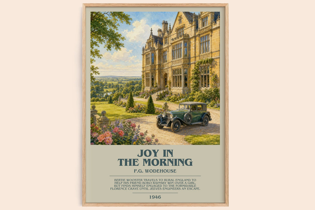 Joy in the Morning bookish book poster by P.G. Wodehouse – framed literary art print