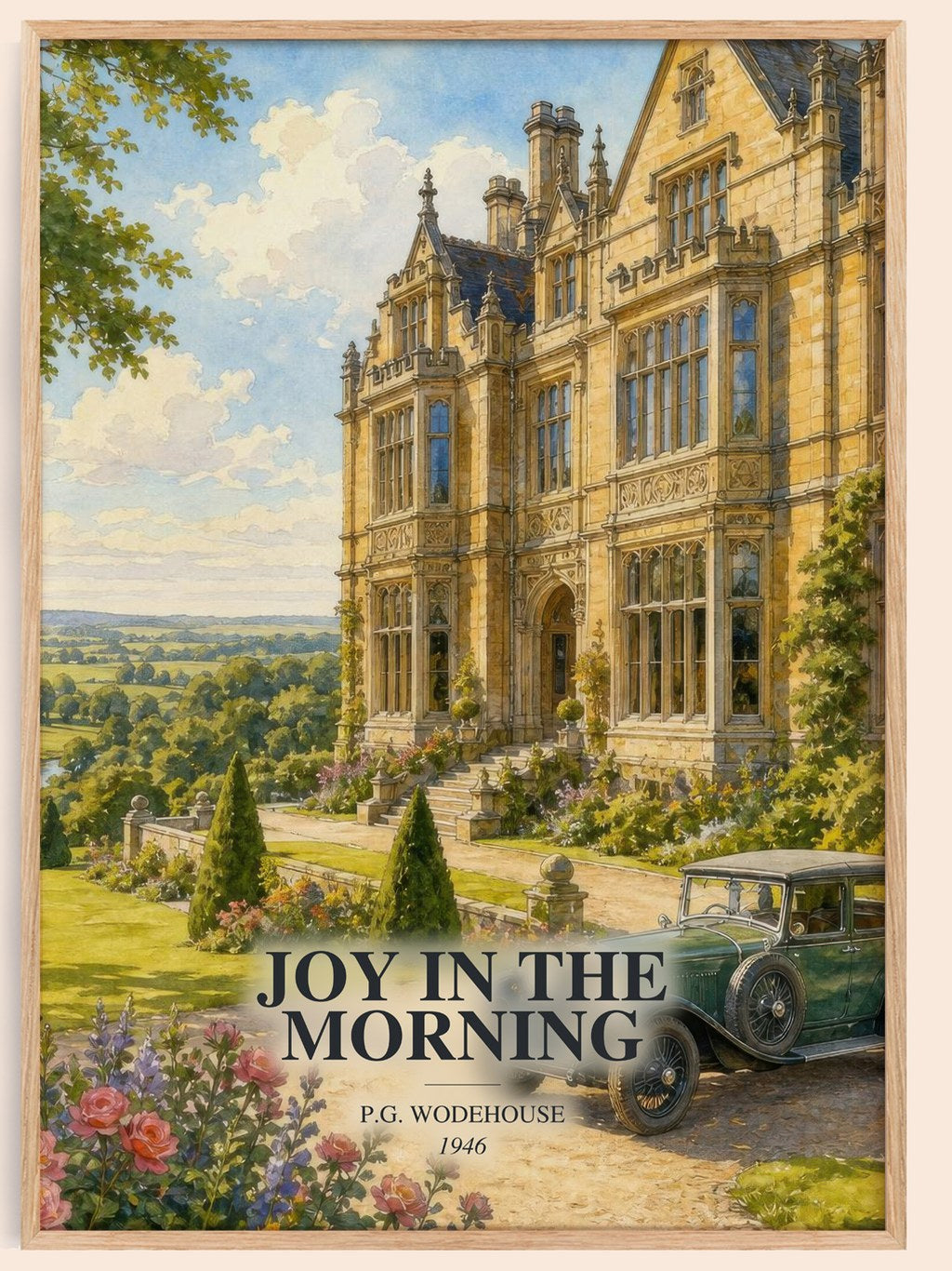 Joy in the Morning watercolour book poster by P.G. Wodehouse – framed literary art print
