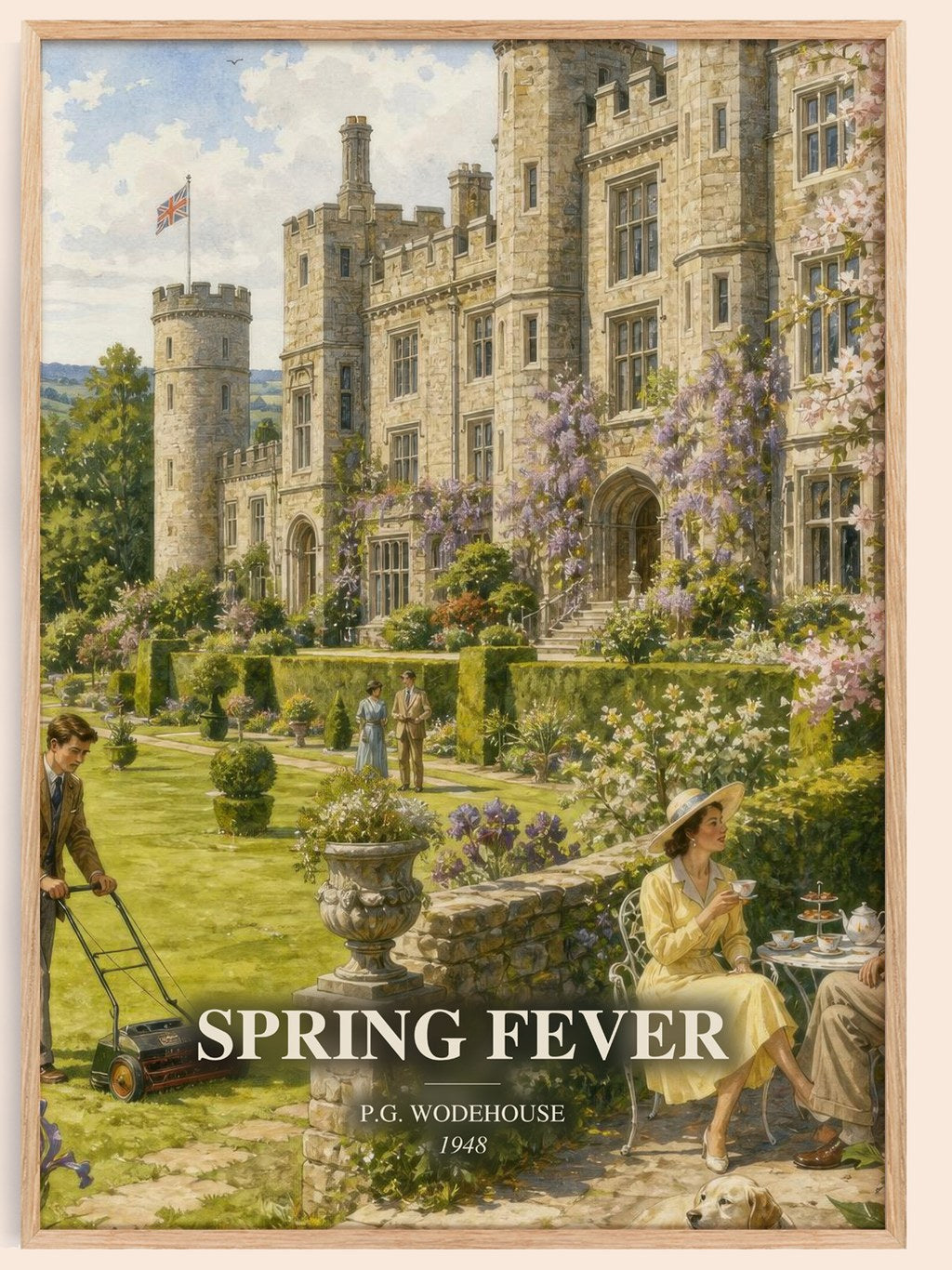 Spring Fever watercolour book poster by P.G. Wodehouse – framed literary art print