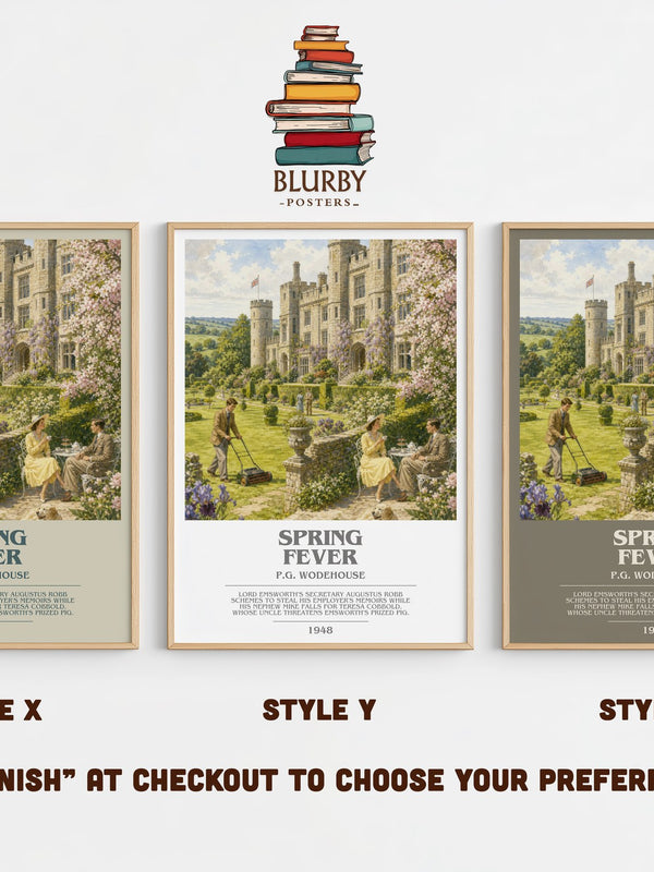 Spring Fever bookish print in frame leaning in hallway – satire wall art