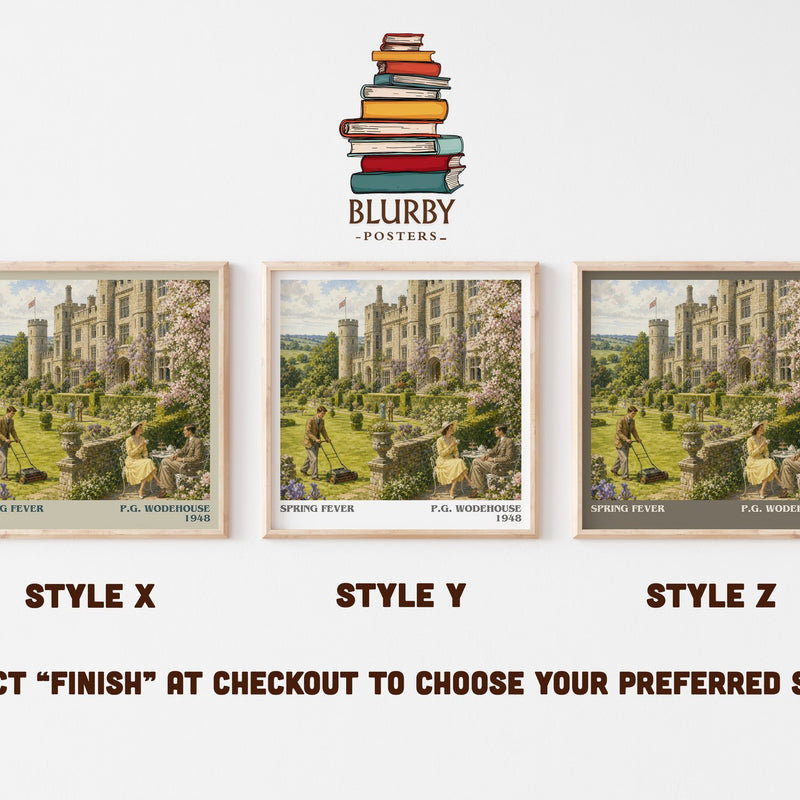 Spring Fever literary print in frame leaning in hallway – satire wall art